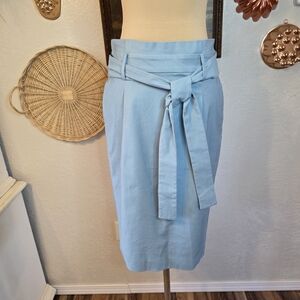 Ann Taylor Light Blue Tie-Waist Pencil Skirt